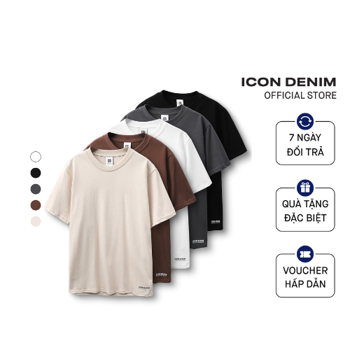 Áo thun nam cổ tròn ICON DENIM Good Basics form regular vải Cotton tự nhiên co giãn 4 chiều thoáng mát AT012046