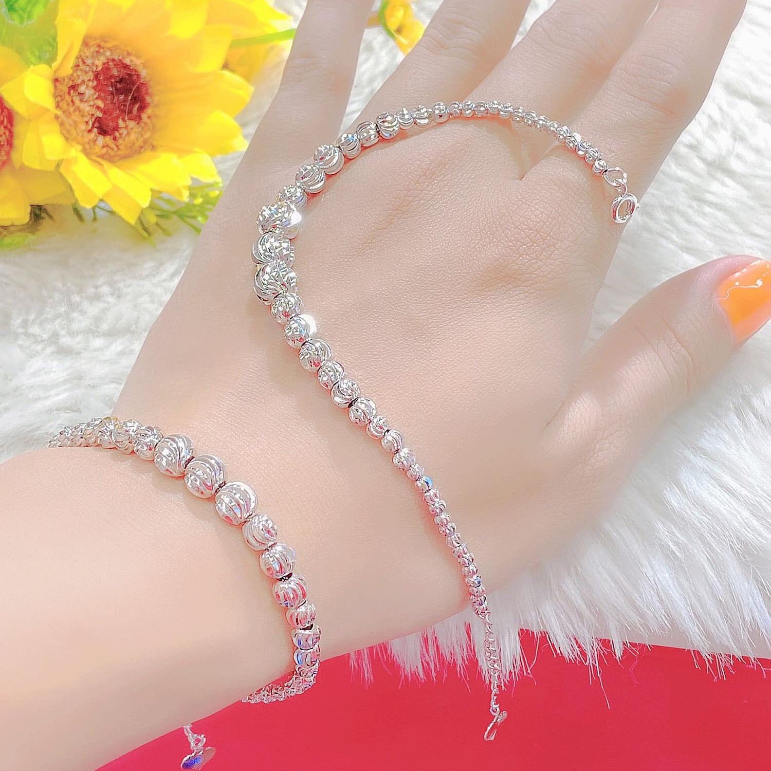 [HCM]Vòng tay nữ lắc tay bi mạ vàng cao cấp chạm hoa văn xinh xắn Trang sức Miga  VV31101918 - đeo đi làm công sở cực đẹp