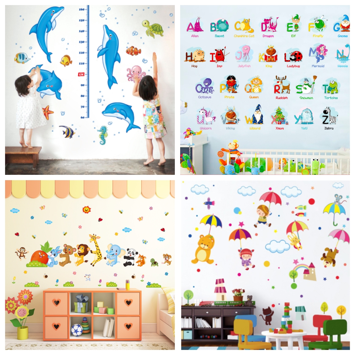 Decal dán tường Thế giới trẻ thơ, động vật, hoạt hình siêu rẻ, siêu xinh CB03