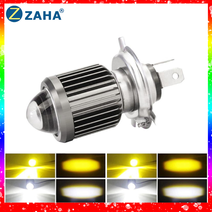 [HCM]Đèn pha led xe máy H4 bi cầu cos vàng pha trắng