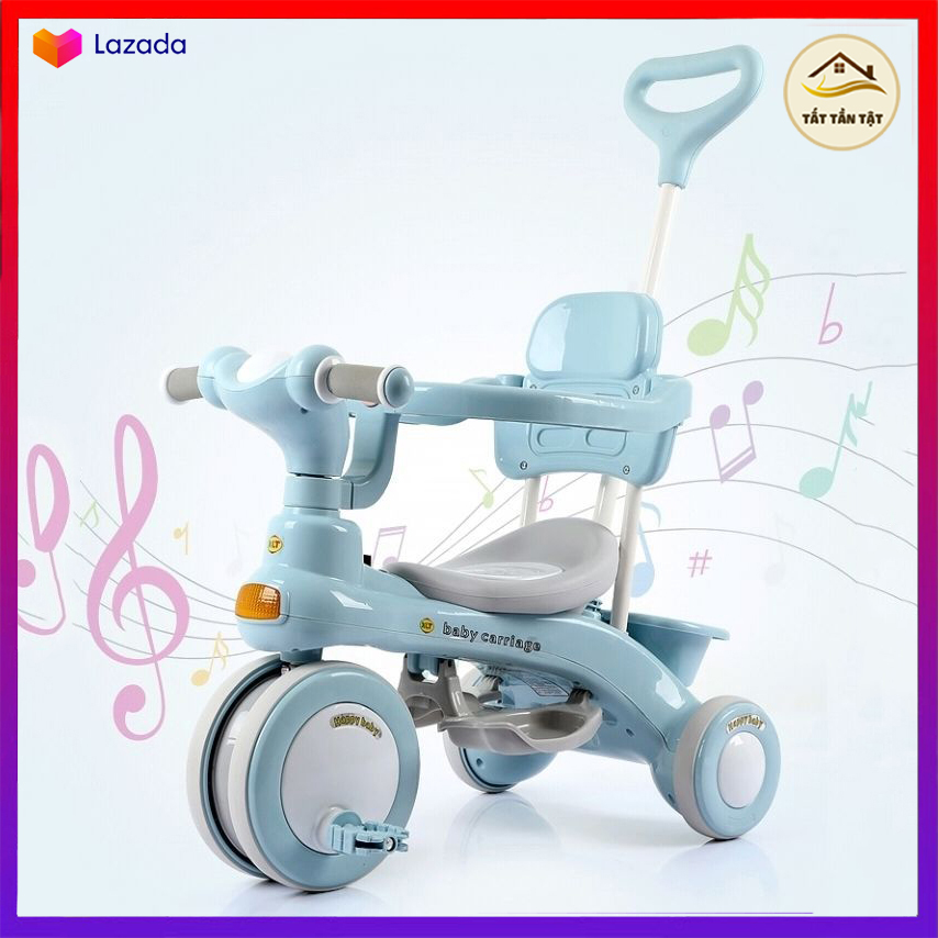 Xe 3 bánh đa năng 3 trong 1 cho bé có đèn và nhạc, xe đẩy, xe đạp, xe chòi chân, an toàn cho bé , an tâm cho mẹ bảo hành 12 tháng