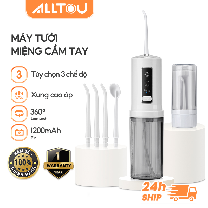 ALLTOU Máy Tăm Nước Cầm Tay，Máy Tăm Nước Cầm Tay Vệ Sinh Răng，3 chế độ làm sạch，Bình chứa nước dung tích 200ML Tăm Nước Mini ,Vòi phun xoay 360 ° ,Oral Irrigator