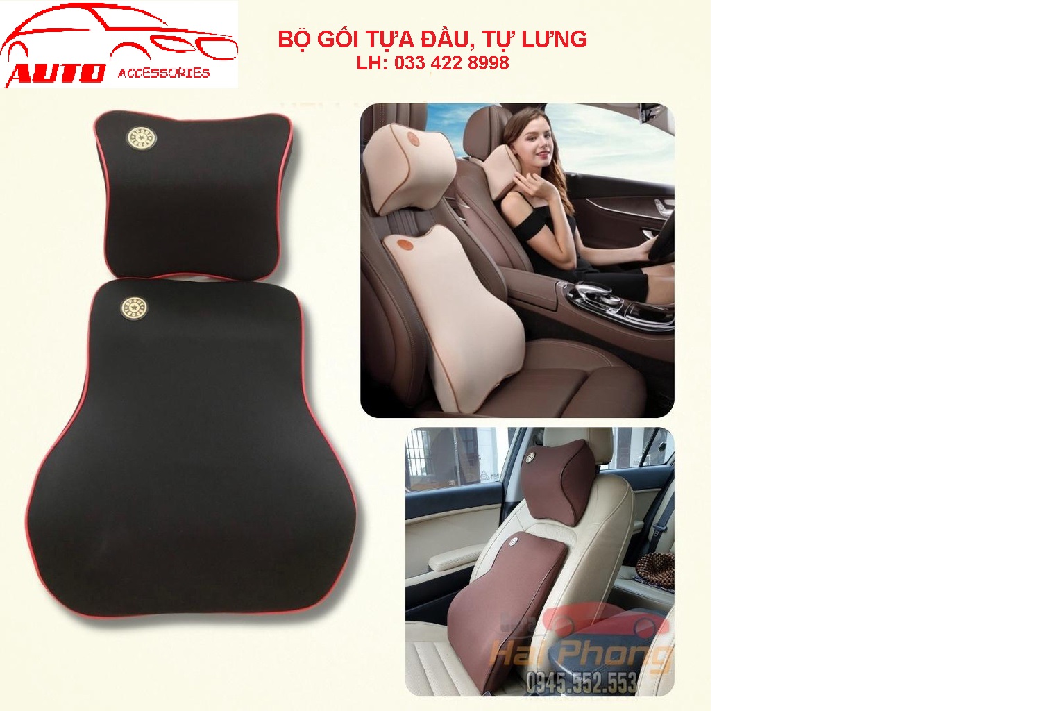 Bộ gối tựa đầu, tựa lưng cao su non cao cấp
