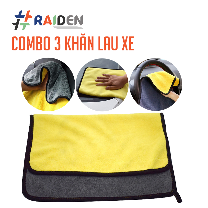 Combo 3 khăn lau đa năng siêu thấm - kích thước 30x40 cm - raiden - khăn lau siêu thấm 3m