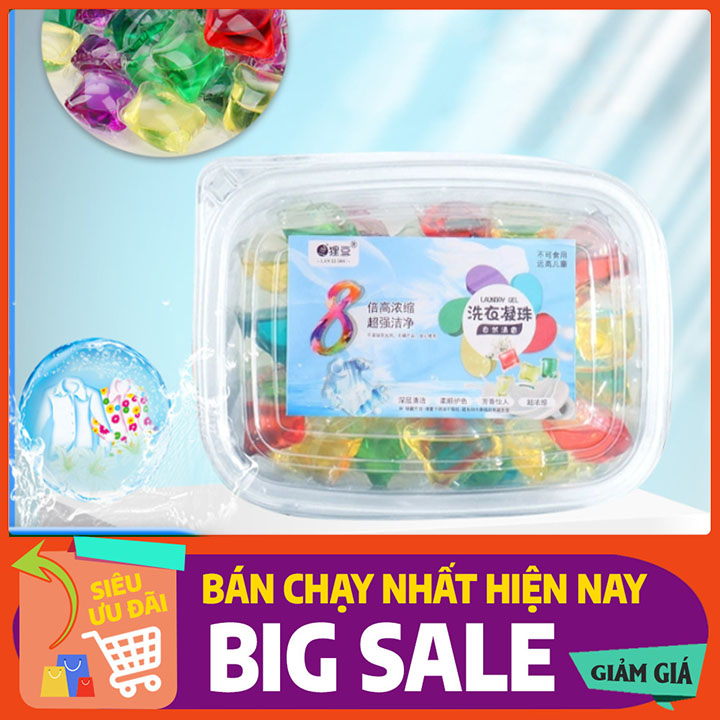 Viên giặt xả quần áo, viên xả tẩy sạch vết bẩn trên vải nội địa trung 3 trong 1 - Hộp Viên Giặt 30 Viên Dạng Túi Hạt Hương Hoa Thơm Lâu Dịu Nhẹ đậm đặc gấp 8 lần bột giặt