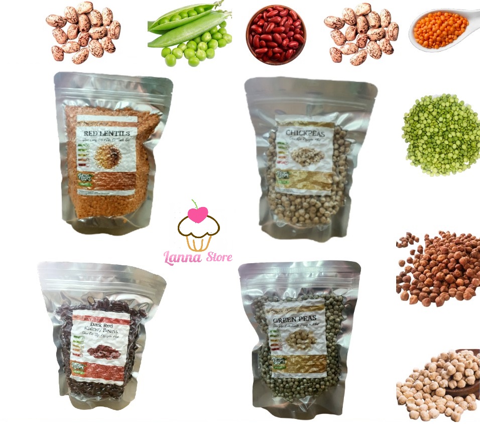 Tổng hợp các loại đậu dinh dưỡng Hà Lan / Gà Trắng / Lăng Đỏ / Đỏ tây / Đậu cúc đỏ gói 500G -  Argentina
