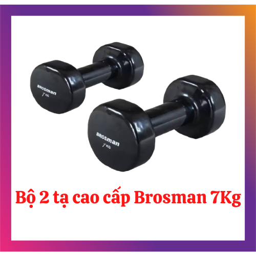 Tạ tay 7kg Brosman nhập khẩu (Bộ 2 cái tạ sắt màu đen)