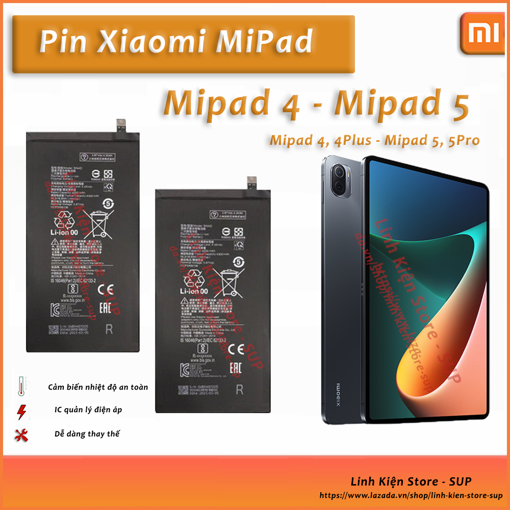 Pin Xiaomi Black Mipad 4 .. thay thế, sửa chữa tablet, máy tính bảng !