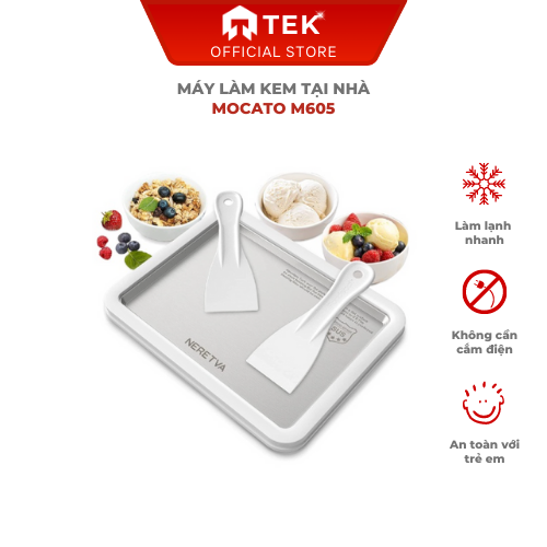 Máy làm kem tại nhà Mocato M605 kem cuộn Thái Lan không dùng điện nhanh chóng mix các vị kem yêu thích