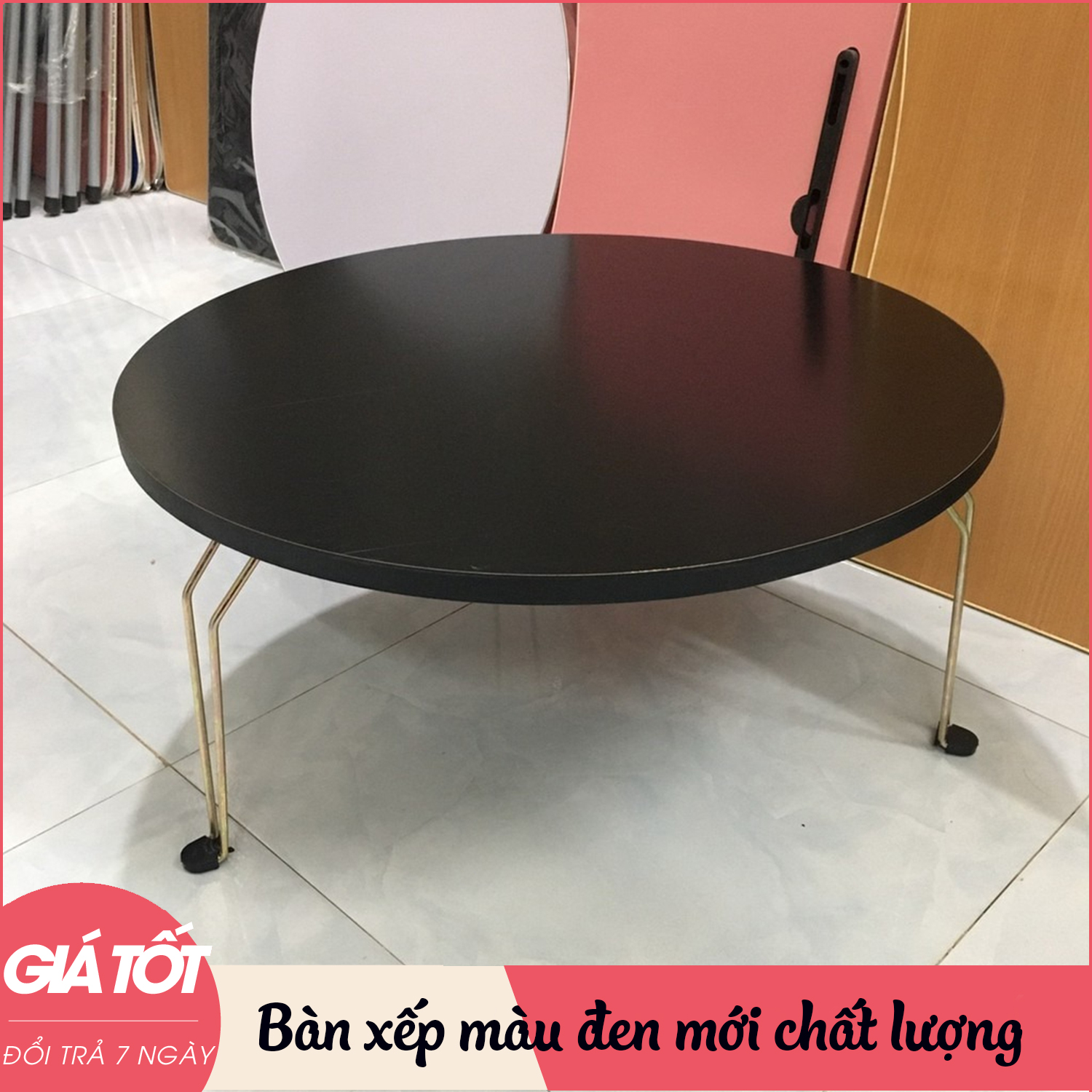 Bàn xếp đa năng 4 chân, màu đen đường kính 60cm - Bàn ăn tiện dụng - Bàn ăn cơm chân xếp đa năng - Bàn tròn gấp gọn màu trắng