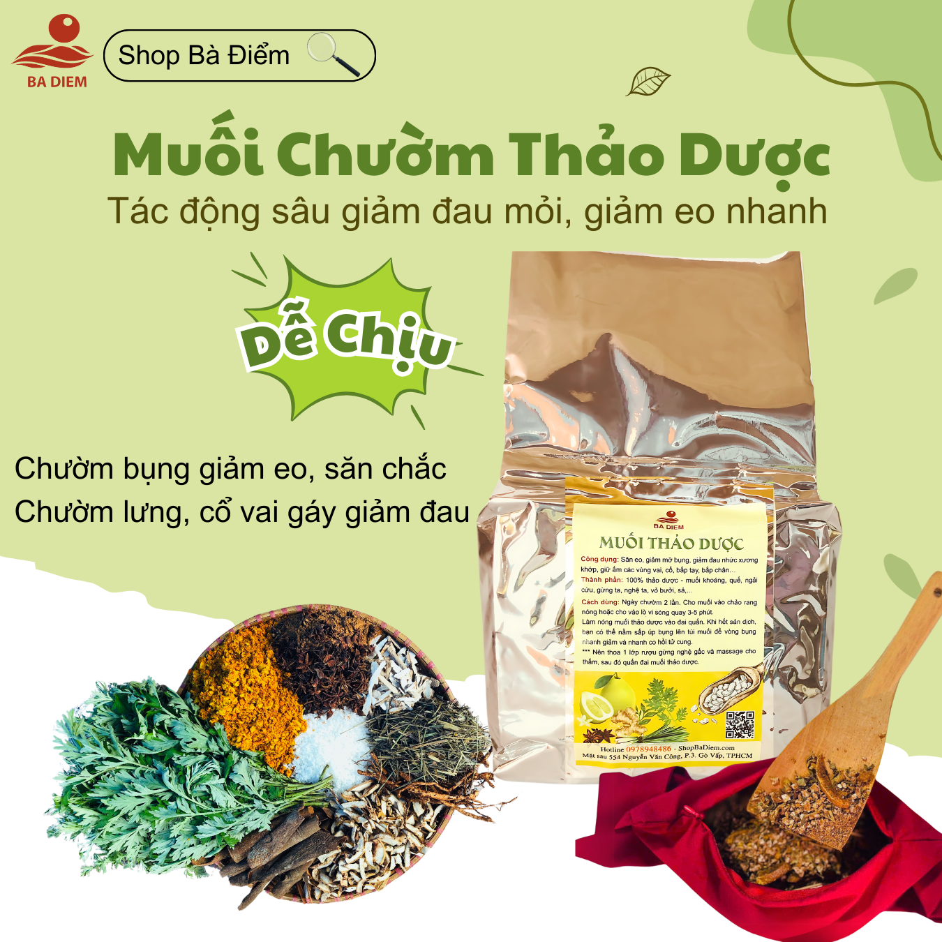Muối Chườm Giảm Eo Muối Chườm Thảo Dược Cho Mẹ Sau Sinh Tặng Kèm Đai quấn Muối