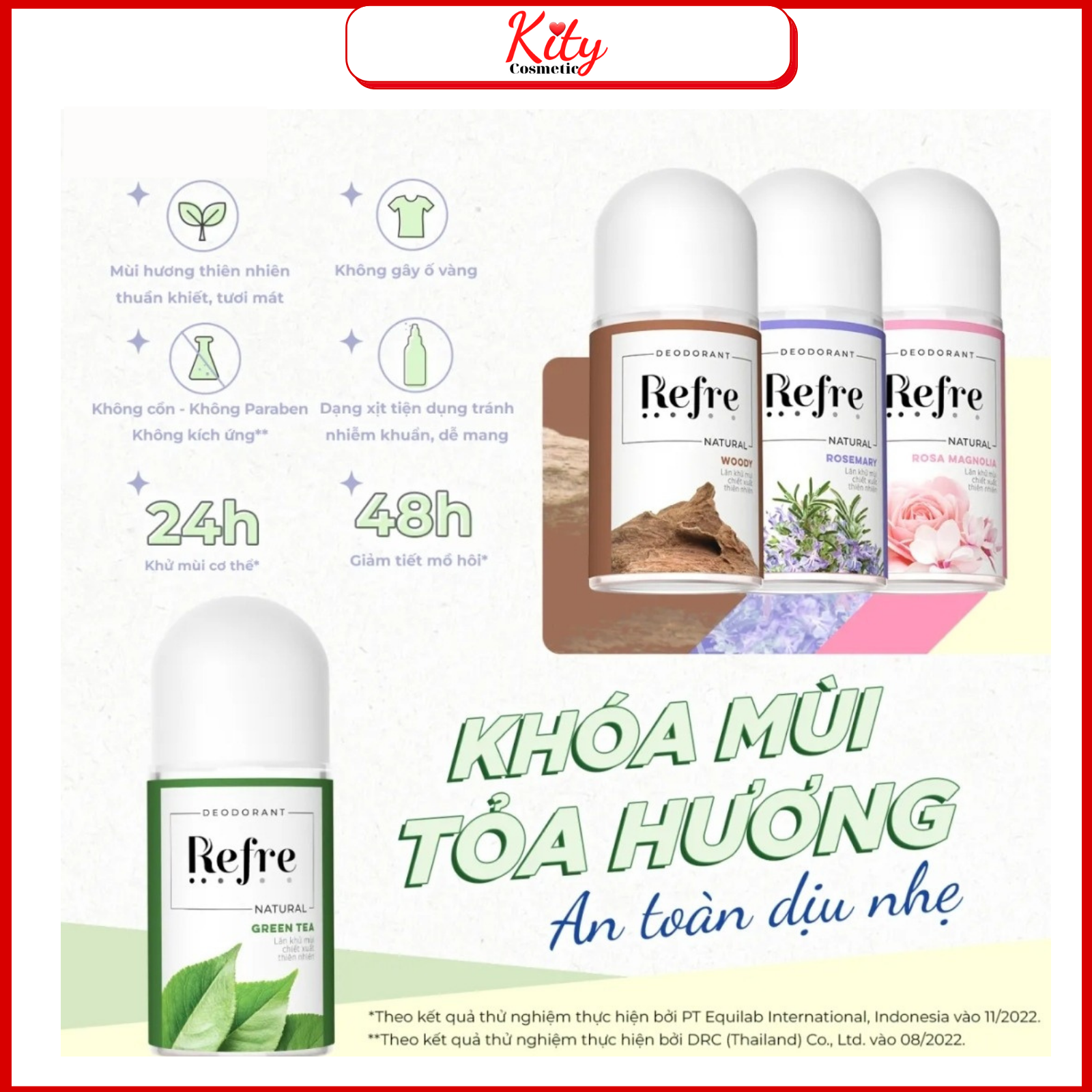 Lăn Khử Mùi Refre Natural 40ml sản phẩm chính hãng