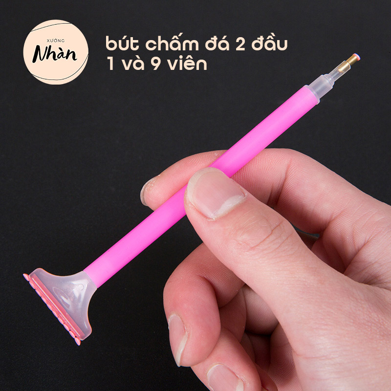 Bút đính đá chuyên dụng 2 đầu 1 viên và 9 viên hỗ trợ làm tranh đính đá 5D
