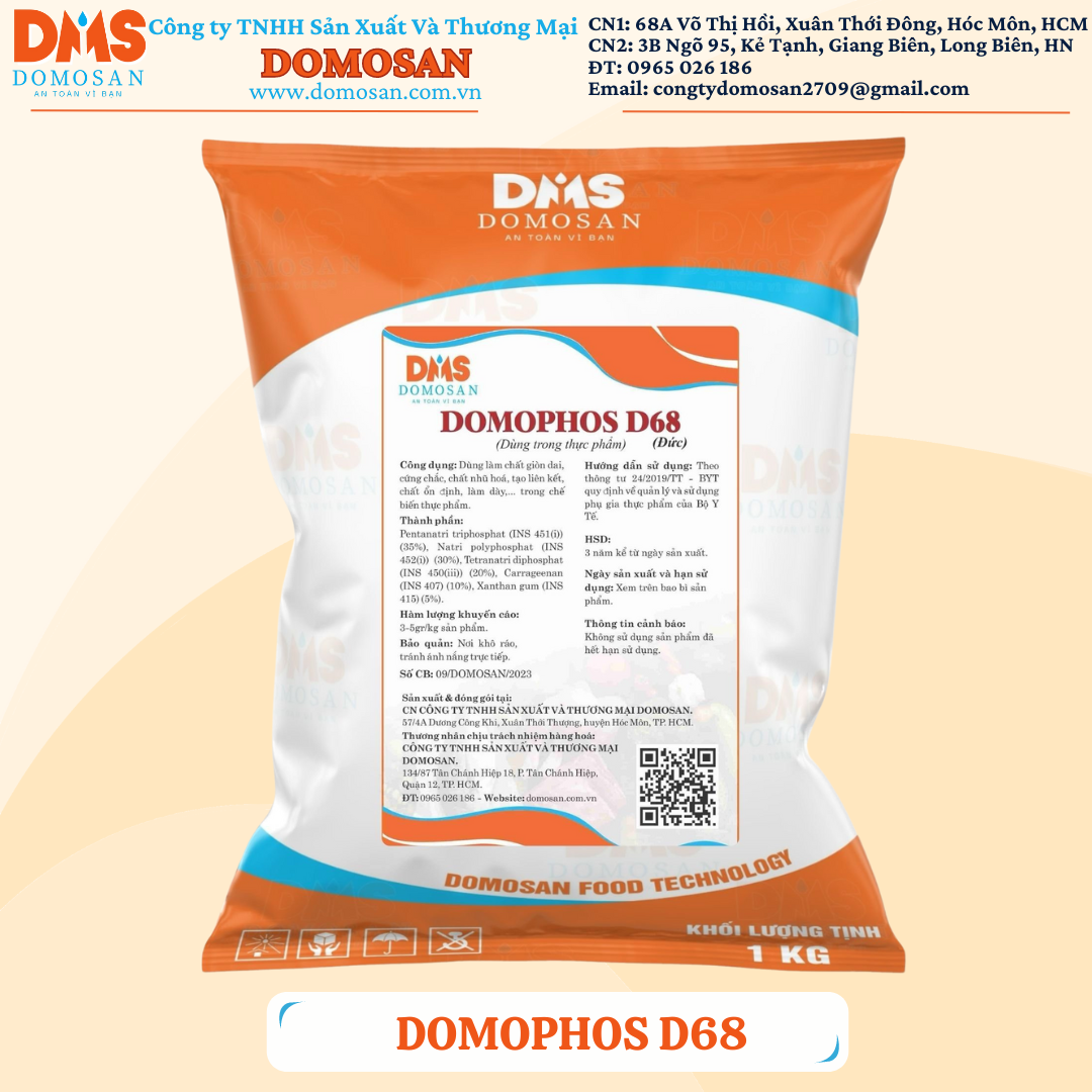 1KG PHỤ GIA TẠO GIÒN DAI DOMOPHOS D68 ,LIÊN KẾT CHO NEM CHUA, NEM NƯỚNG
