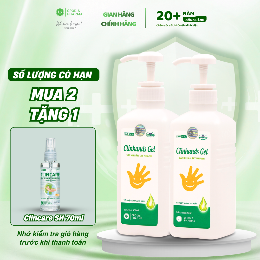Gel Sát Khuẫn tay Clinhands Gel 500ml - Chống Vi Khuẩn & Vi Nấm Dạng Gel Không Cần Rửa Nước Tiện Lợi