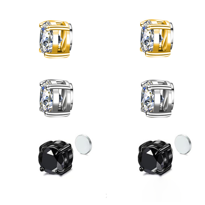 1 chiếc - Bông tai nam châm zircon dành cho tai không lỗ xu hướng