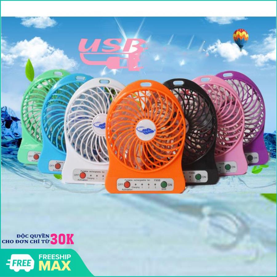 Quạt Mini Fan Có Pin Sạc 3 Tốc Độ Siêu Mát - Quạt Sạc Tích Điện USB mini Fan - Kèm Pin và Cáp sạc -Quạt tích điện USB 3 chế độ mini siêu mát có cổng loại tốt PDL