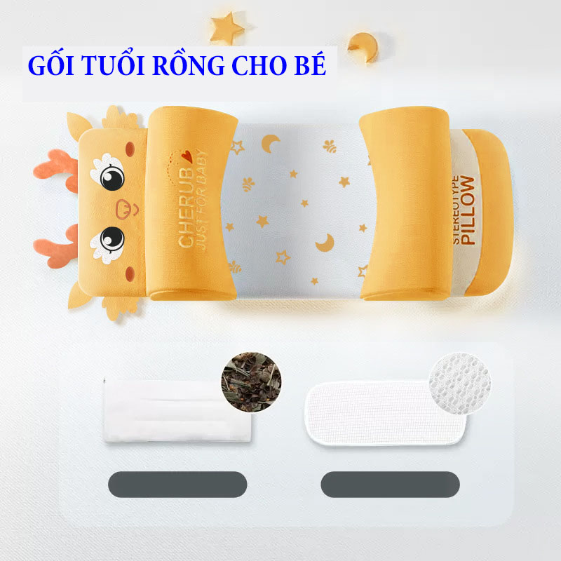 High Quality Gối em bé 3BCARE B65 gối cho bé chống méo đầu trẻ sơ sinh gối em bé vỏ kiều mạch định h