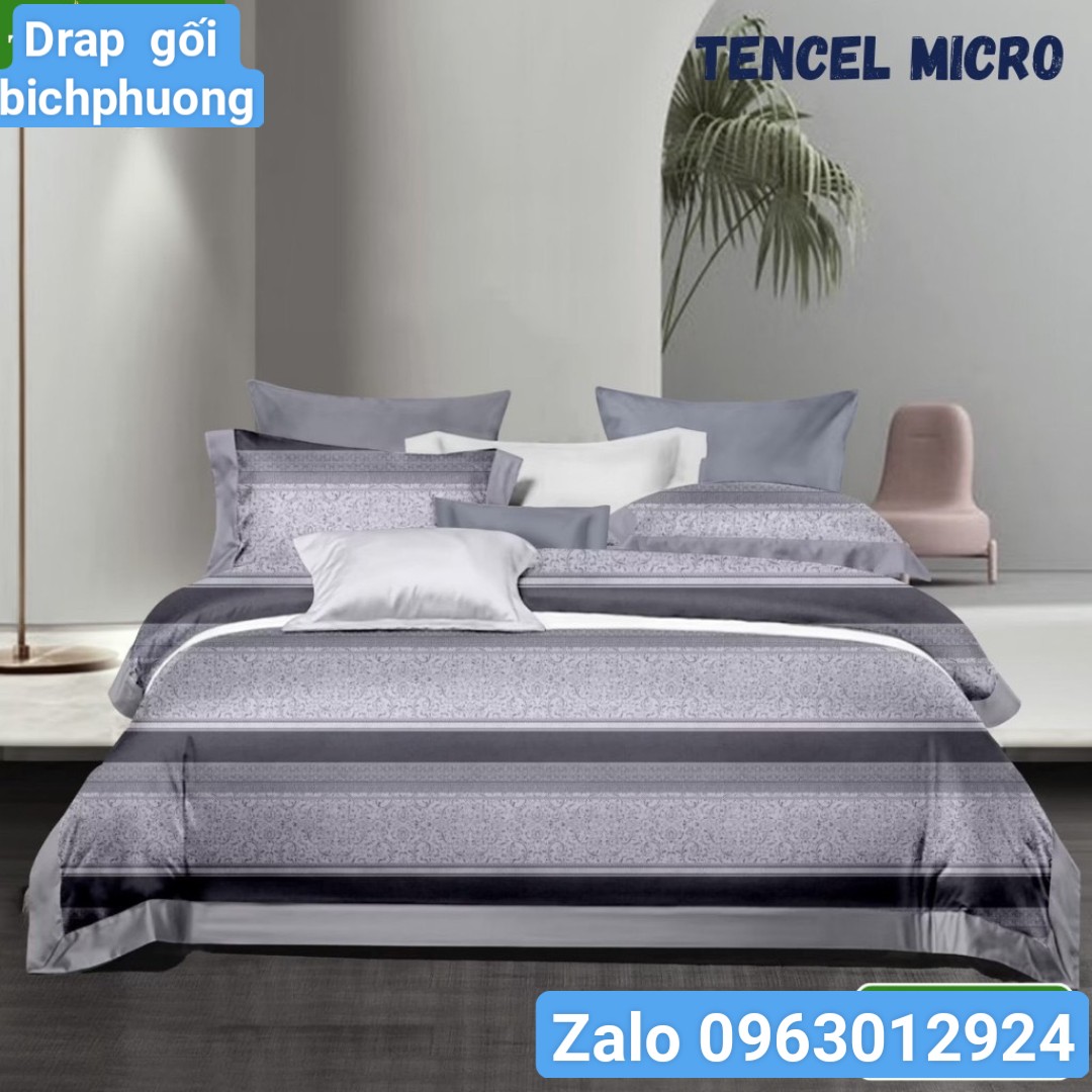 [HCM]Bộ Drap gối 4 món Tencel vải nhập Hàn Quốc đỉnh cao mát mềm mại { drap và 3 áo gối}