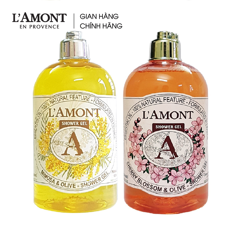 Combo Sữa tắm Cherry Blossom (hoa anh đào) 500ml và Sữa tắm Mimosa 500ml - L'amont En Provence