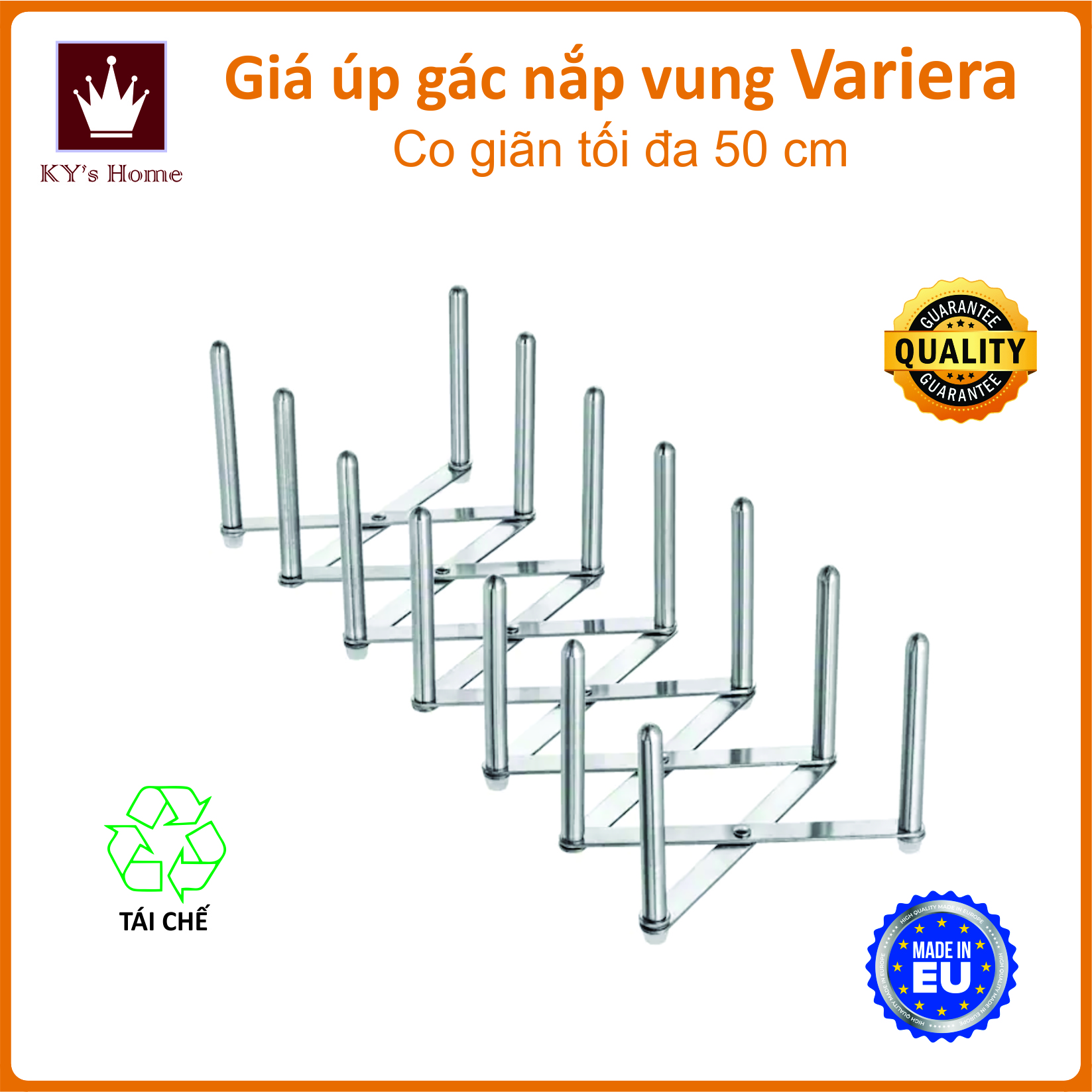 Giá úp gác nắp vung nồi đĩa cốc đa năng inox Ikea Variera giãn tối đa 50 cm