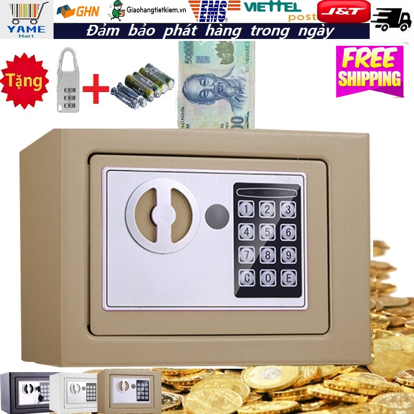 【Có hàng sẵn】 Két Sắt MiniAn Toàn Cỡ Nhỏ Xách Tay Mini Tiết Kiệm Cho Gia đình Chống Cháy Nhà Safety Box Cash Box Cash register Ngăn kéo đựng tiền