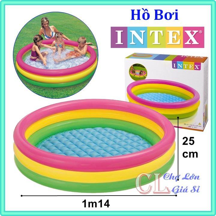 Bể Bơi Phao Cho Bé - Hồ Bơi Cầu Vồng INTEX Siêu Dễ Thương Nhiều Màu Sắc Cho Bé Loại 1m14