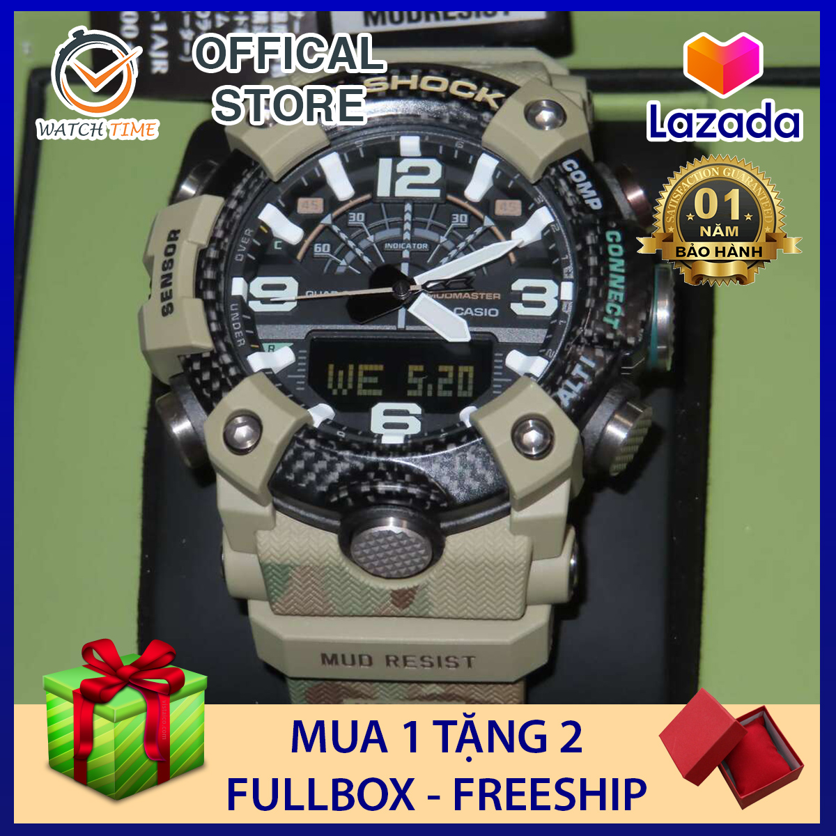 Đồng hồ Casio G-Shock Nam GG-B100 Quân Đội - Mới - Made in JAPAN - Bảo hành 12 tháng - Siêu chống nước,chống từ,chống va đập - Màu bền không phai - Đẳng cấp NHẬT BẢN