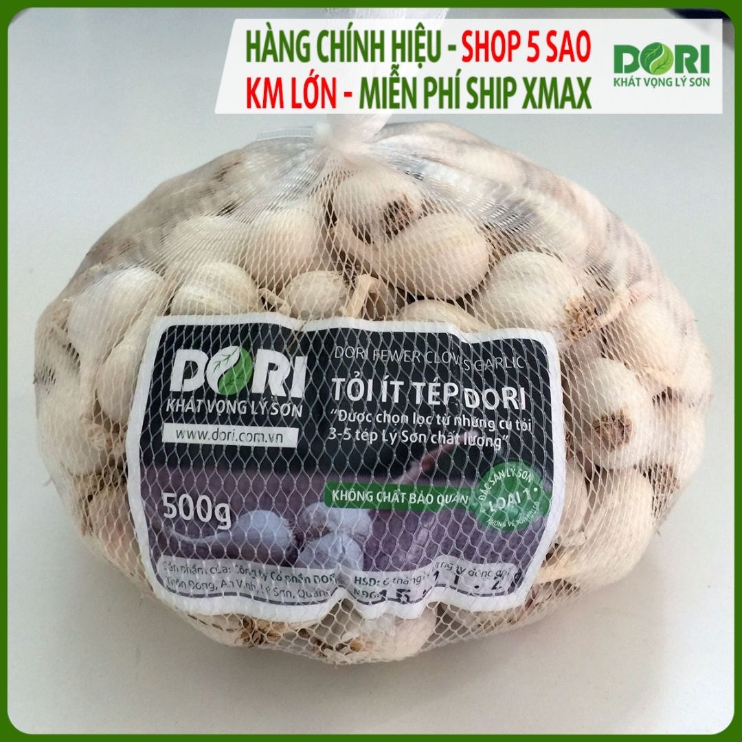Tỏi Lý Sơn Dori - Loại ít tép - Túi lưới 500g - Trồng tại đảo Lý Sơn - Cam kết đúng xuất xứ - Hoàn tiền 200% nếu sai cam kết - Dùng để ăn sống hoặc chế biến