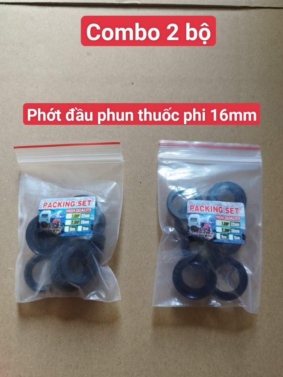 Combo 2 bộ phớt đủ bộ phi 16mm đầu bơm thuốc hàng pakingset