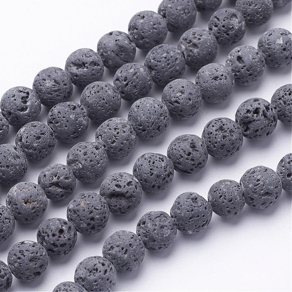 10Strand Unwaxed Natural Lava Rock Bead Strands Round 4mm Hole 1mm about