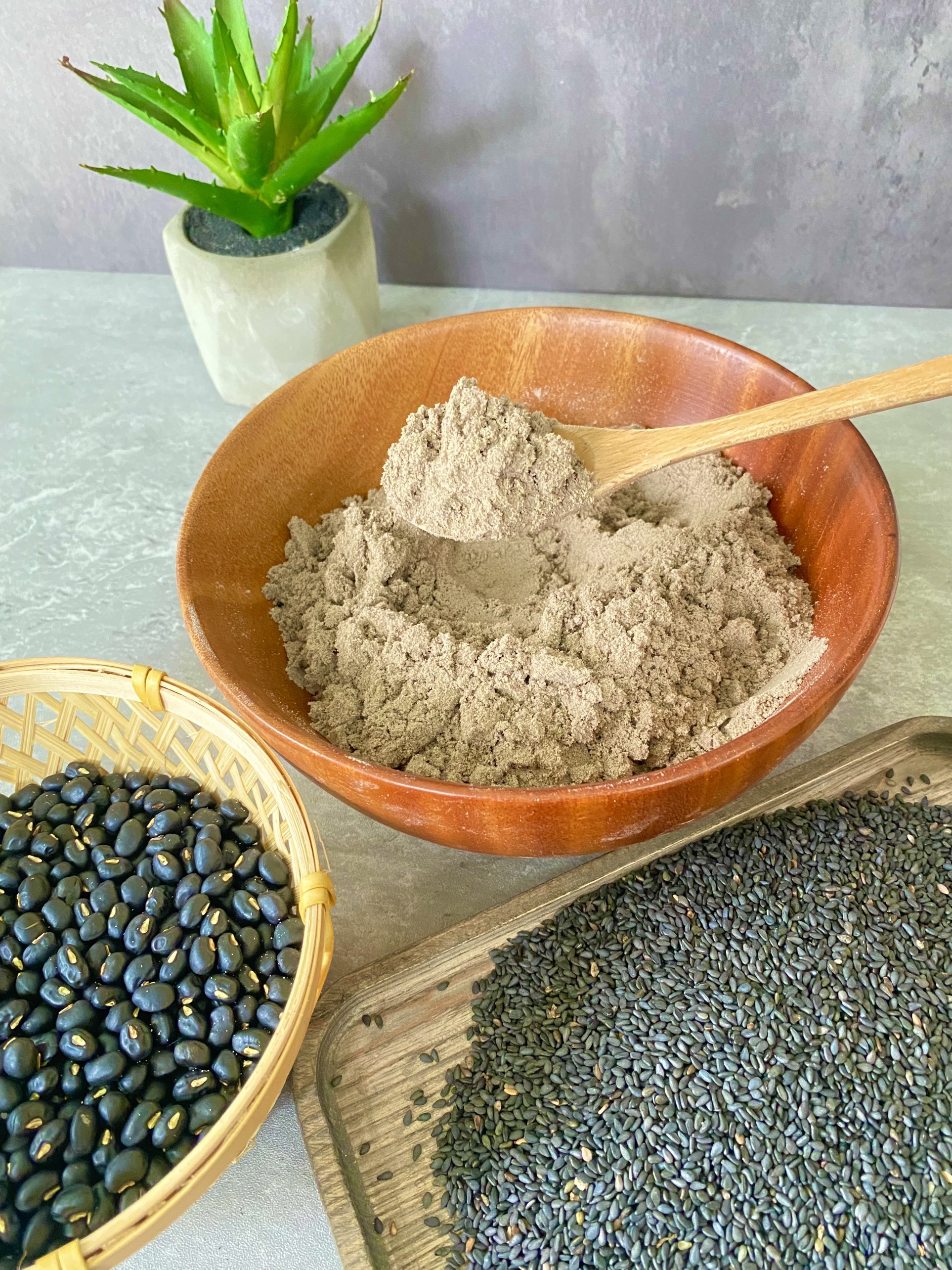Bột đậu đen xanh lòng và mè đen rang nguyên chất không đường - dinh dưỡng - tốt cho sức khoẻ - bổ gan thận và đen tóc