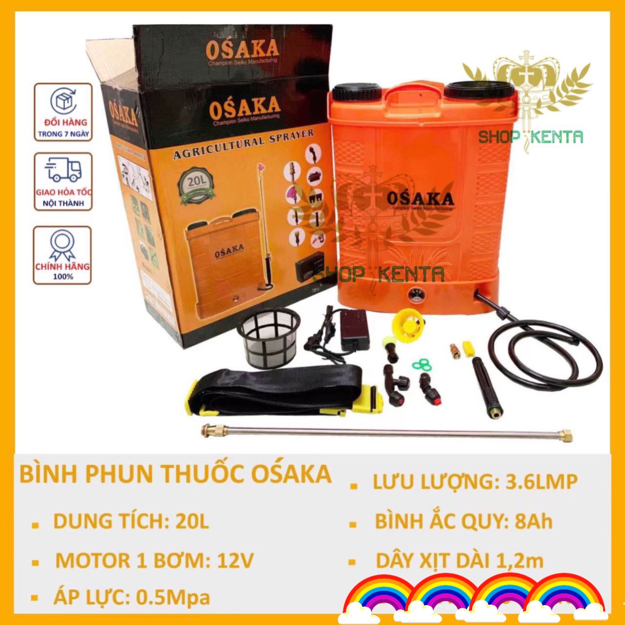 Bình xịt điện OSAKA 20L , Phun thuốc trừ sâu lúa, phun thuốc hoa màu, phun khử trùng Phun thuốc cây cảnh
