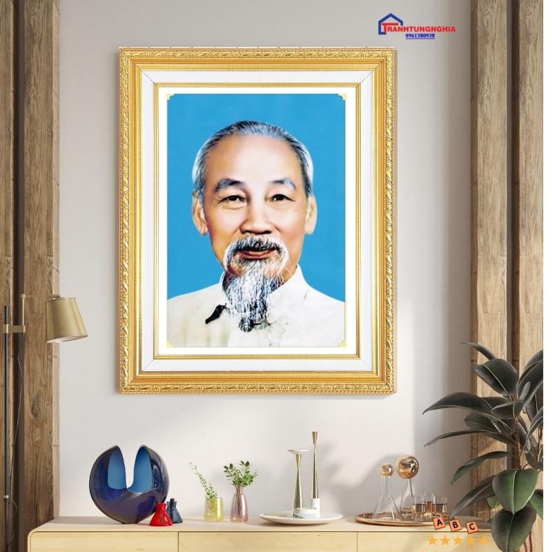 Tranh đính đá, tranh thêu chữ thập bác hồ