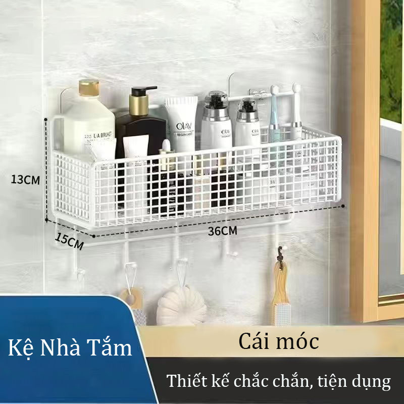 Kệ đựng đồ nhà tắm dán tường kèm miếng dán,kệ nhà tắm chịu lực tốt,kệ thép sơn tĩnh điện không rỉ siêu chắc