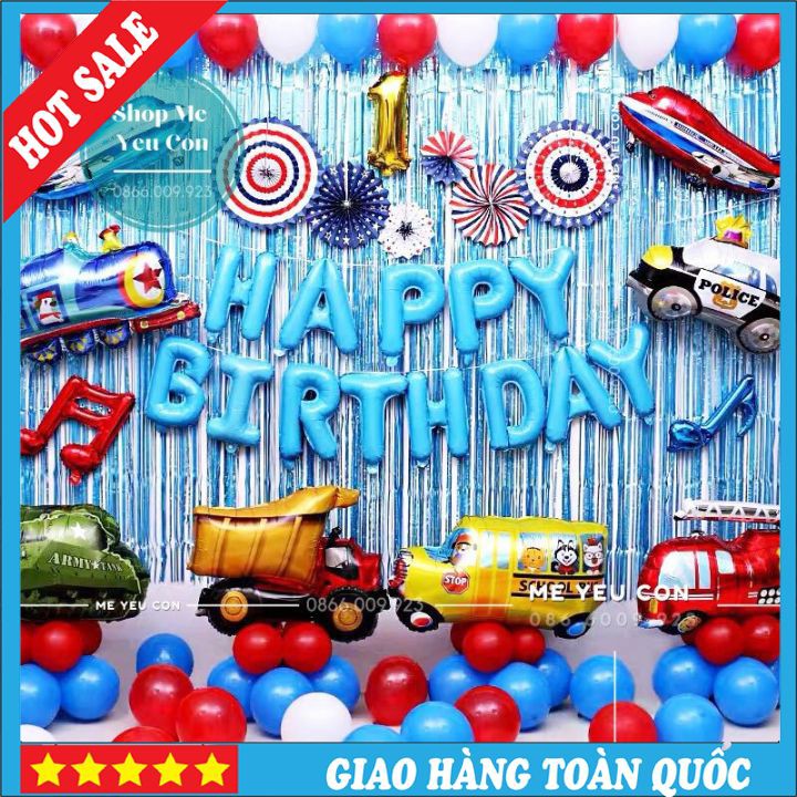 Set trang trí sinh nhật ô tô bé trai siêu đáng yêu, combo sinh nhật đẹp, tổ chức sự kiện tiệc thôi nôi, đầy tháng cho bé 🤡🤡hot🤡🤡