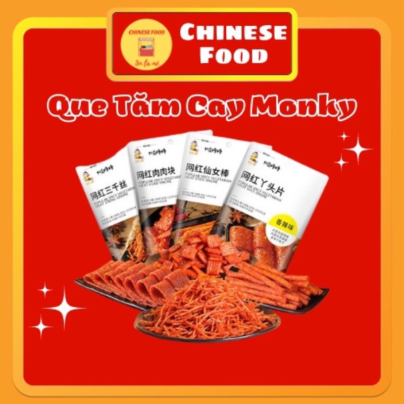 Que cay tẩm vị - tăm cay ăn vặt moky x 4 gói mix - đủ vị siêu ngon