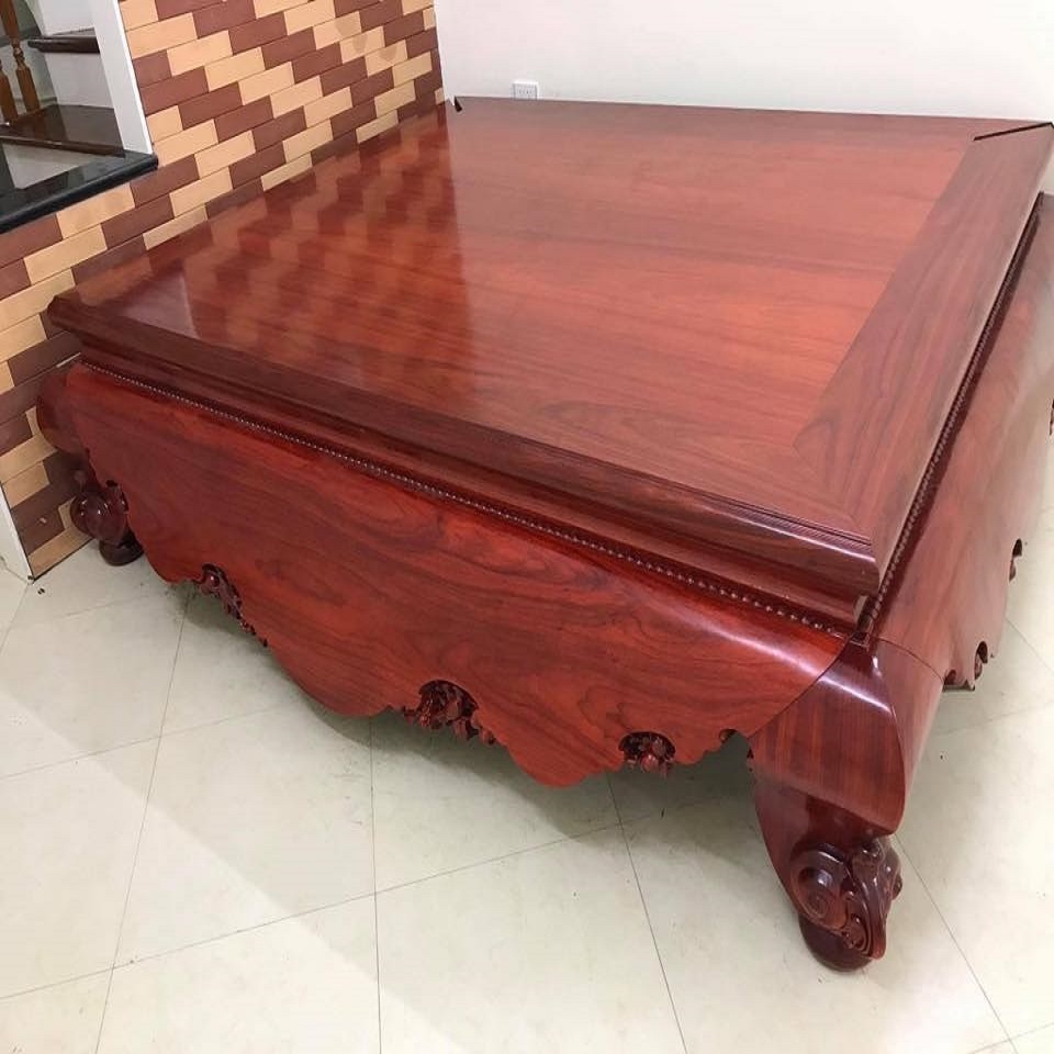 Sập Đại Chân Quỳ Dạ Cá Trơn Gỗ Hương Đỏ Nam Phi