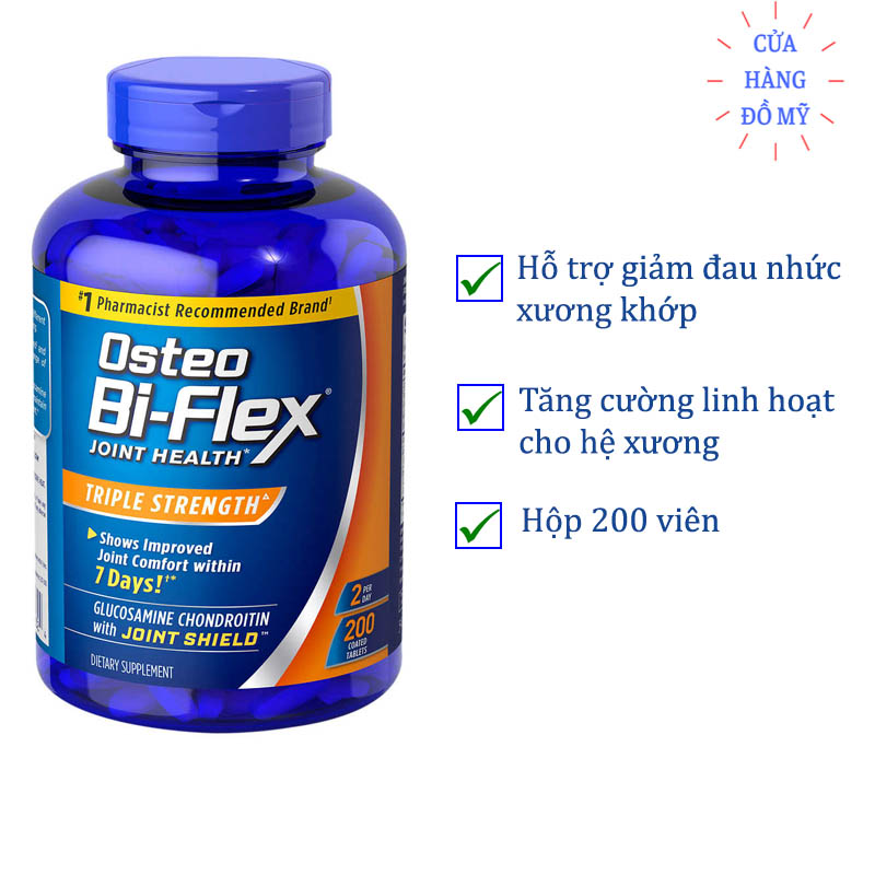 Viên uống  Bổ Khớp Osteo Bi Flex Triple Strenght 200 viên của Mỹ - Bi-Flex Joint Health - Shop Hong1008