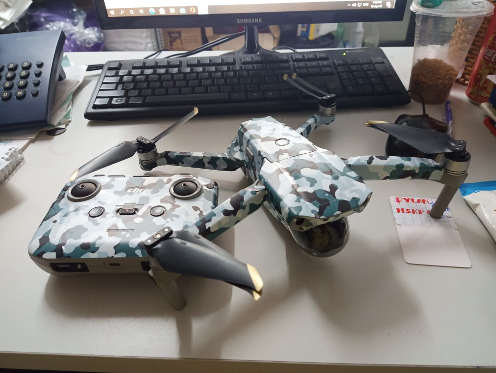 Skin decal dán flycam mavic air 2 - full body - phiên bảng camo trắng xám