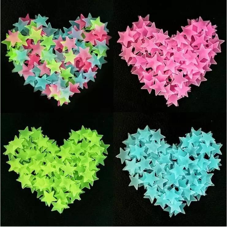 [HCM]100 Ngôi Sao Dán Tường Dạ Quang 3cm phát sáng trong đêm- Đủ màu