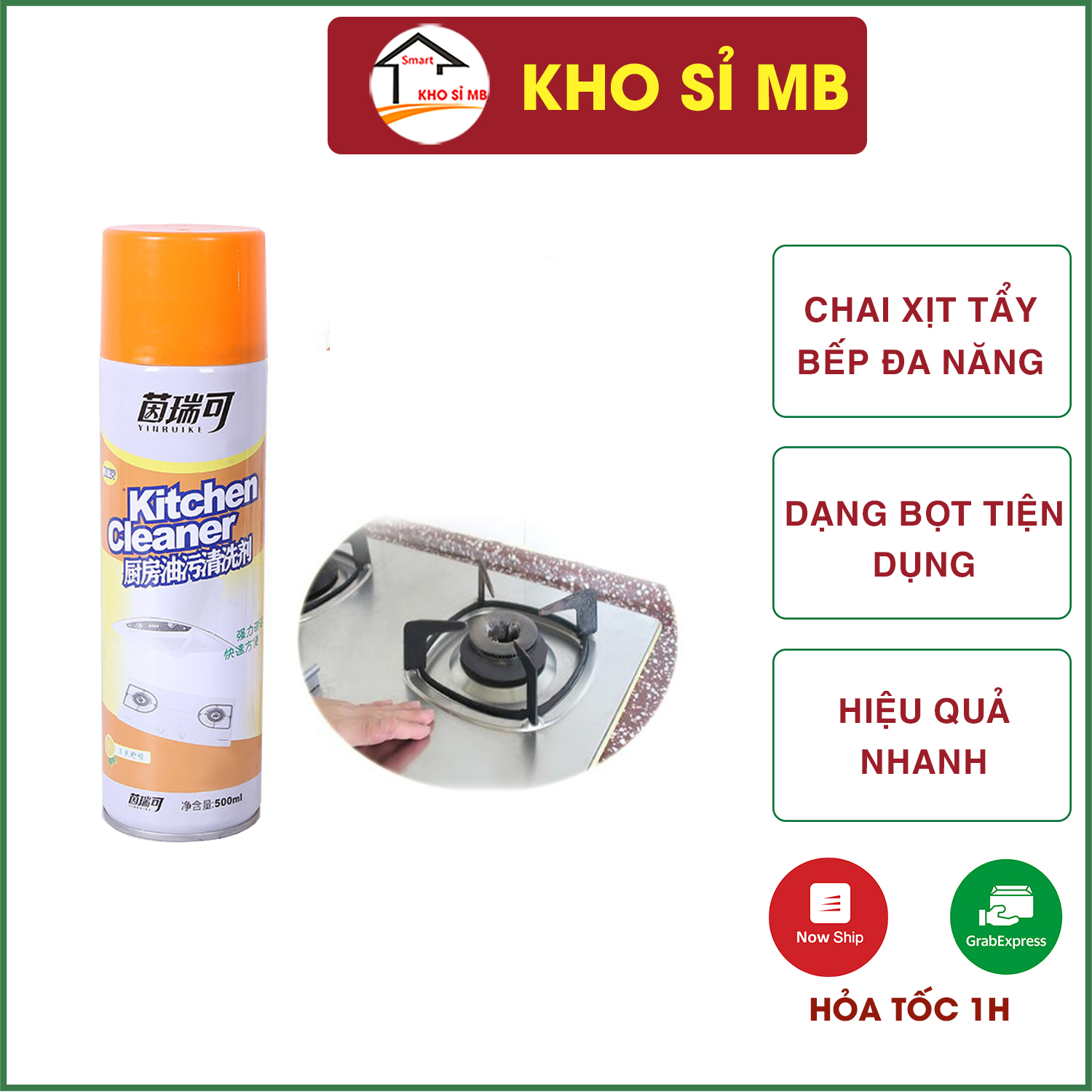 Chai xịt tẩy rửa nhà bếp kitchen cleaner -đánh bay mọi vết dầu mỡ khó chịu - bình xịt đa năng KHO SỈ MB