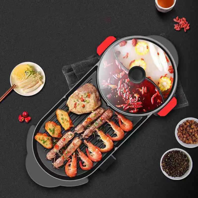 Bếp lẩu nướng BBQ 2 dây nguồn riêng Unika G867 không khói công suất 3000W