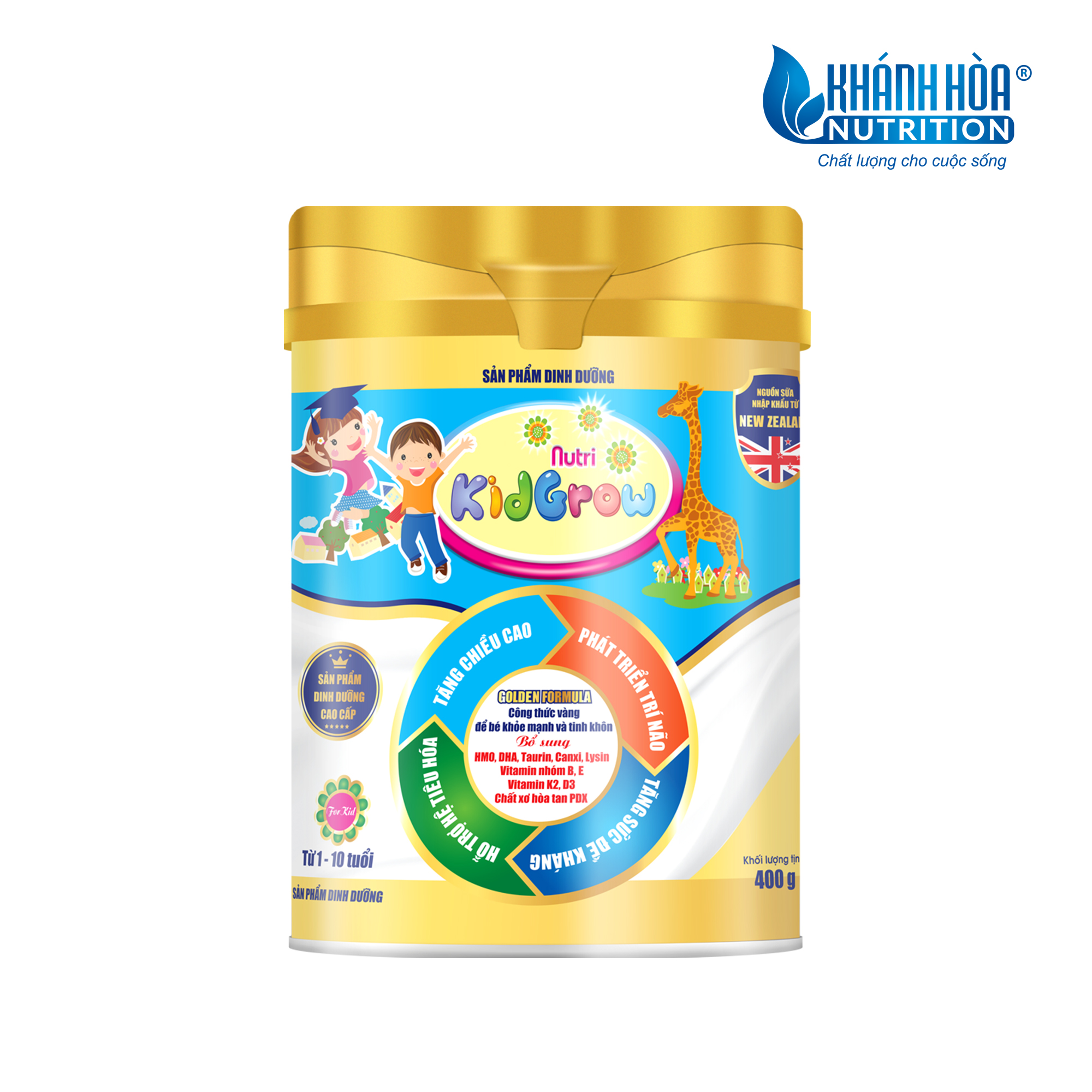 [XẢ KHO DATE 09/2024] Sữa Bột Dinh Dưỡng NutriKidGrow  Khánh Hòa NutriFoods - Cho Trẻ Từ 1 Đến 10 Tuổi - Lon 400G/900G