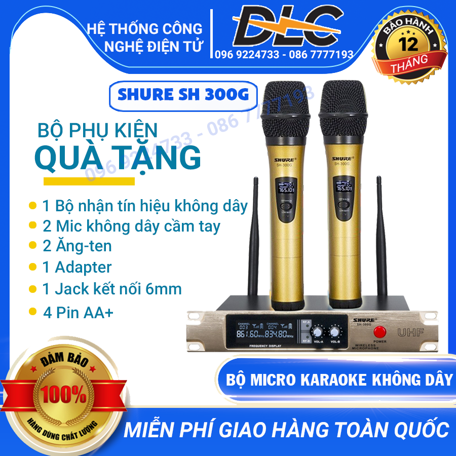 Micro không dây Shure SH 300G - Hàng cao cấp âm thanh chuẩn chuyên nghiệp Hút âm mạnh Âm thanh dày tiếng Hát cực nhẹ Chống nhiễu chuẩn - Bảo hành 12 tháng chống nhiễu