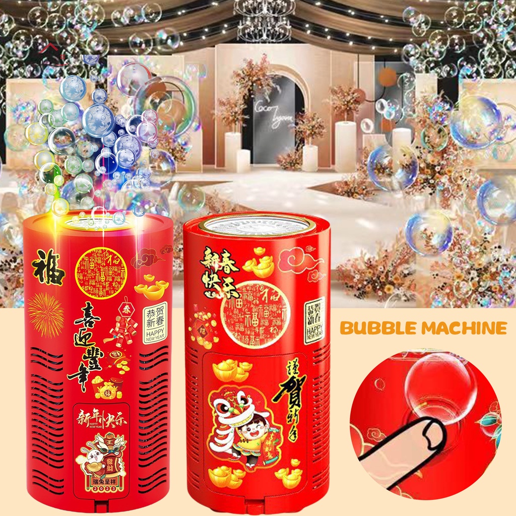 Máy thổi bong bóng tự động có đèn led kèm nhạc - loa bắn bong bóng pháo hoa trang trí vui nhộn đón tết