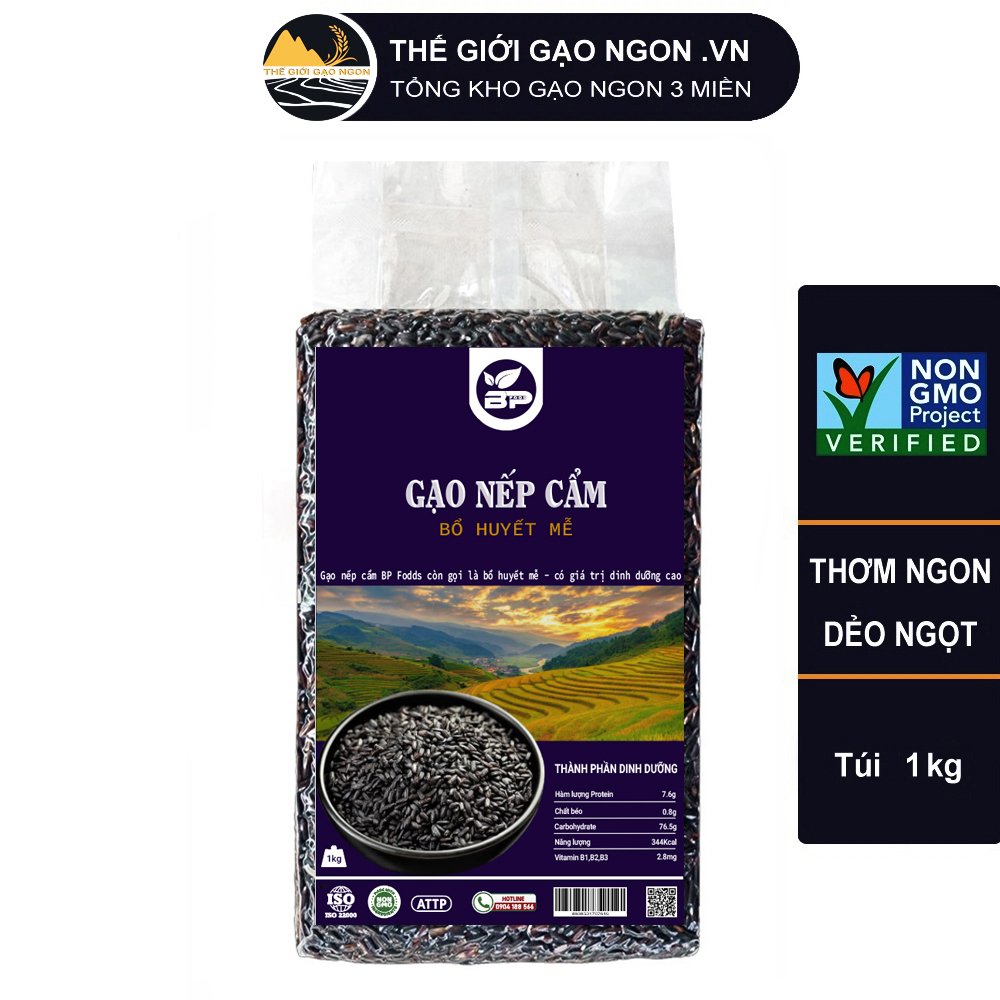 Gạo nếp cẩm h'mông sapa túi 1kg
