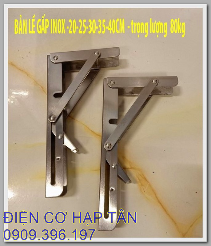 Bản lề gấp thông minh inox 20, 25, 30, 40cm -bộ 2 cái, chụi lực 80kg