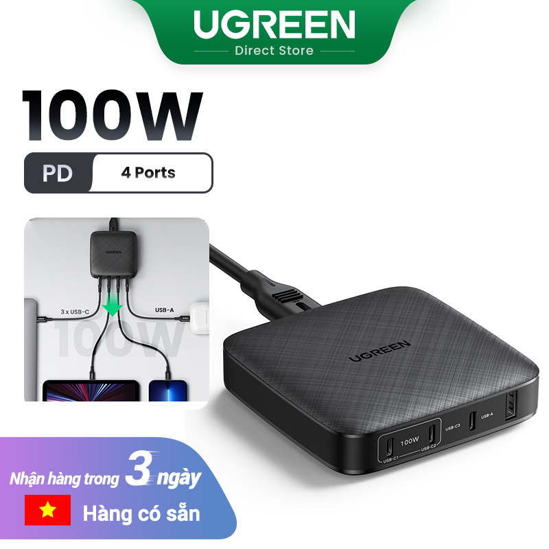 UGREEN 100W 4 Port USB Charger Multiport Fast Charger for MacBook Pro Air