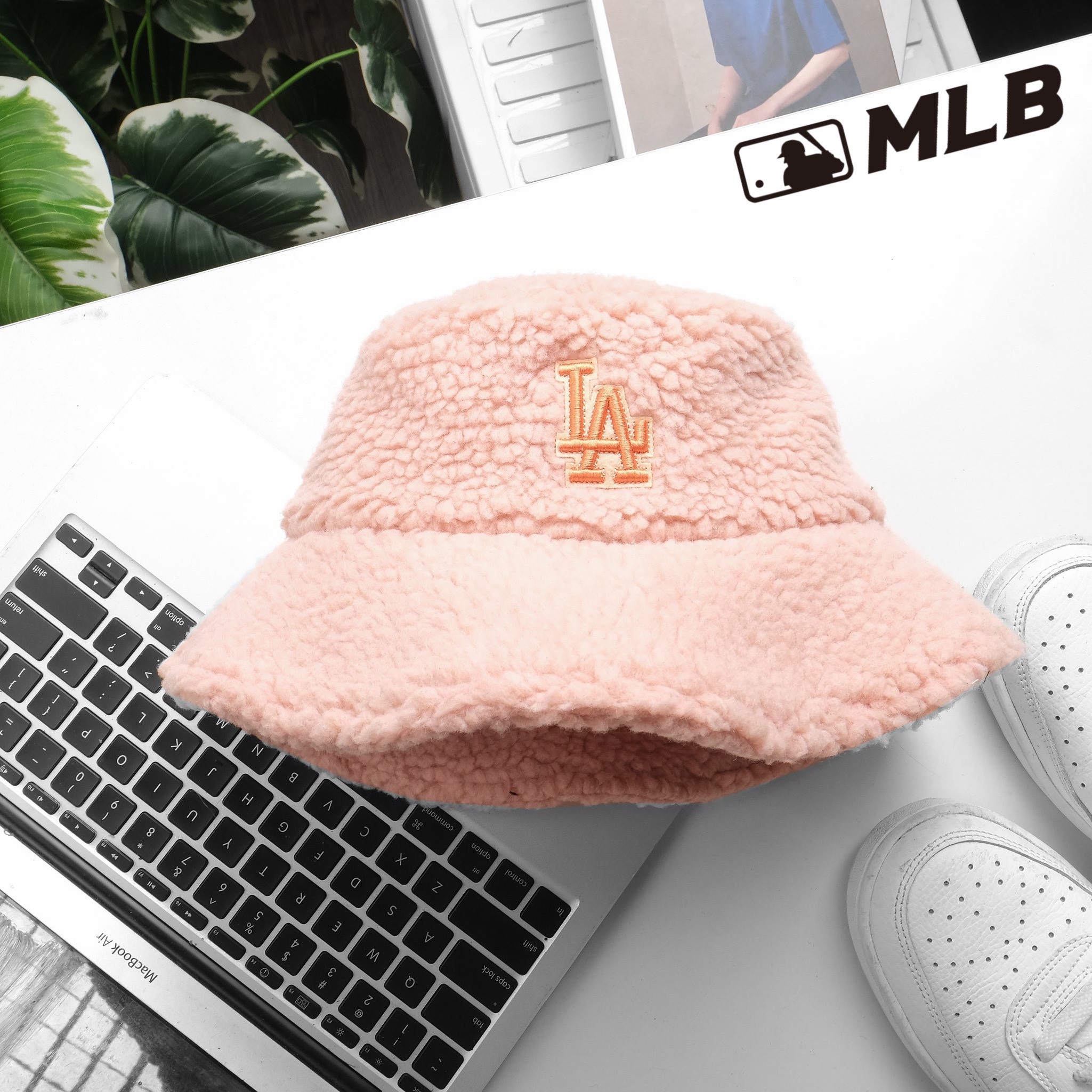 Nón bucket m.l.b.fleece_vnxk, vải lông cừu dạ 100%